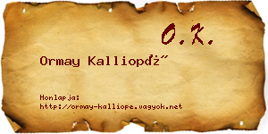 Ormay Kalliopé névjegykártya